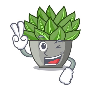 İki yeşil echeveria kaktüs karikatür vektör çizim görünümünü parmak