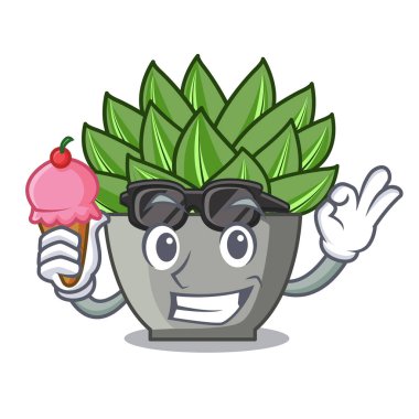 İki yeşil echeveria kaktüs karikatür vektör çizim görünümünü parmak