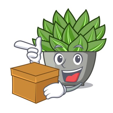 İki yeşil echeveria kaktüs karikatür vektör çizim görünümünü parmak