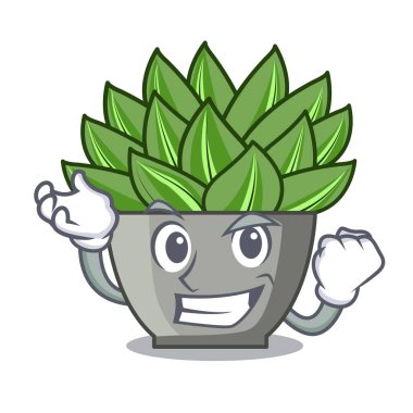 Yeşil echeveria kaktüs karikatür vektör çizim bakış başarılı