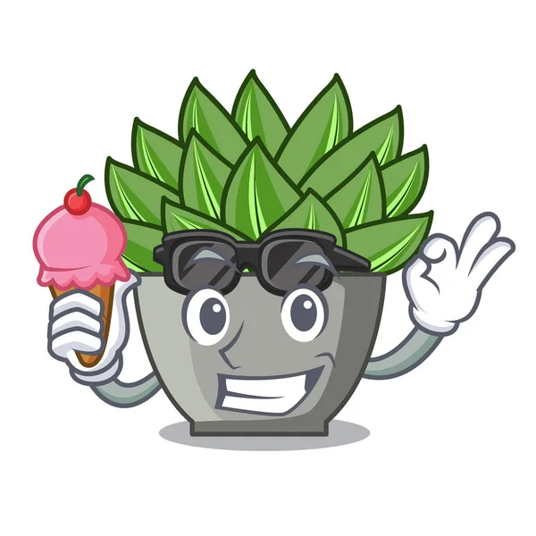 İki yeşil echeveria kaktüs karikatür vektör çizim görünümünü parmak