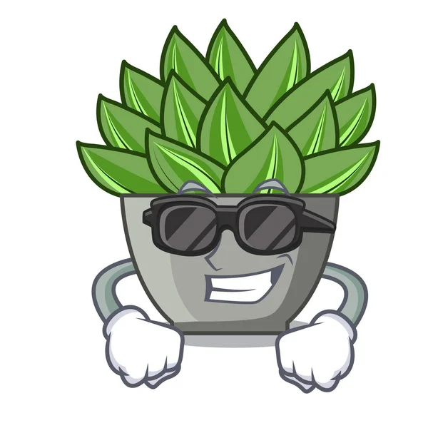 Süper serin yeşil echeveria kaktüs karikatür vektör çizim görünümünü