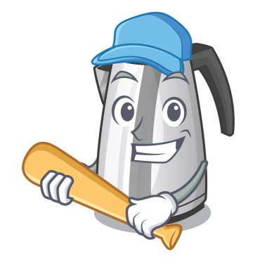 Beyzbol elektrik paslanmaz çelik su ısıtıcısı karakter vektör çizim üzerinde oynama