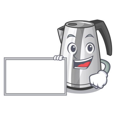 Pano elektrik paslanmaz çelik su ısıtıcısı karakter vektör çizim üzerinde