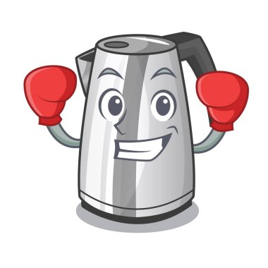 Boks elektrik paslanmaz çelik su ısıtıcısı karakter vektör çizim üzerinde