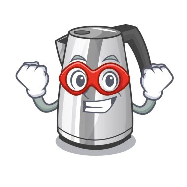 Çizgi film vektör illüstrasyon izole süper kahraman plastik elektrikli su ısıtıcısı