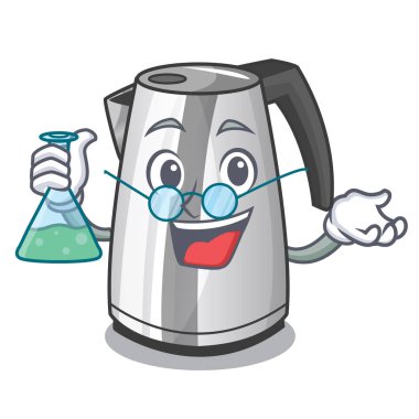 Çizgi film vektör illüstrasyon izole Profesör plastik elektrikli su ısıtıcısı