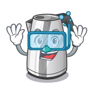 Çizgi film vektör illüstrasyon izole dalış plastik elektrikli su ısıtıcısı