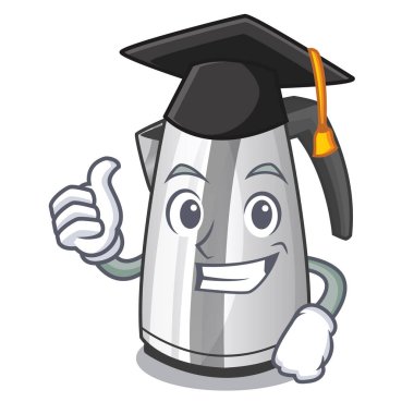 Çizgi film vektör illüstrasyon izole mezuniyet plastik elektrikli su ısıtıcısı