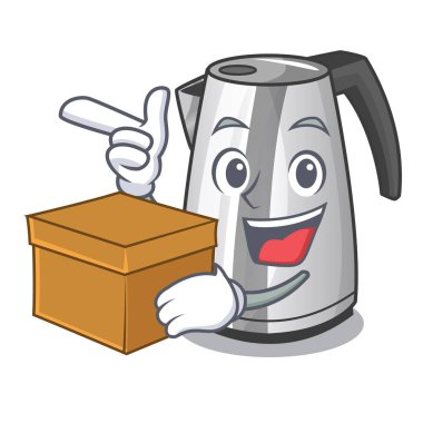 Çizgi film vektör illüstrasyon izole kutusu plastik elektrikli su ısıtıcısı