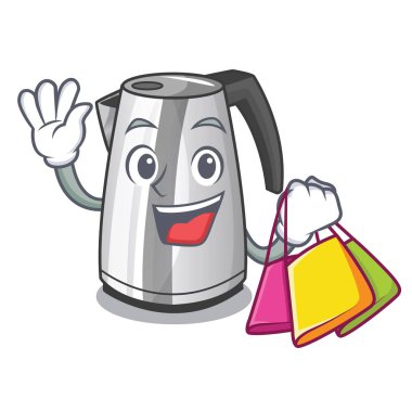 Elektrikli su ısıtıcısı izole karikatür vektör çizim üzerinde plastik alışveriş