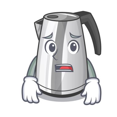 Korkarım mutfak su ısıtıcısı bir maskot vektör çizim üzerinde