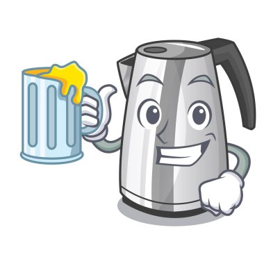 Suyu Mutfak elektrikli su ısıtıcısı ile bir maskot vektör çizim üzerinde