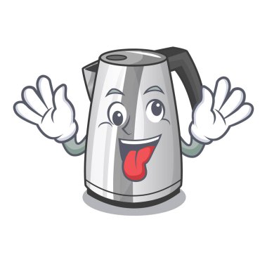 Deli maskot çizgi film ev Mutfak elektrikli su ısıtıcısı vektör çizim