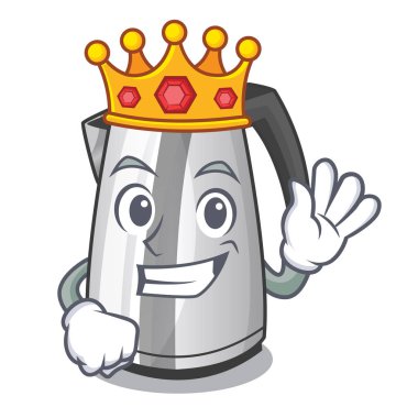 Kral maskot çizgi film ev Mutfak elektrikli su ısıtıcısı vektör çizim