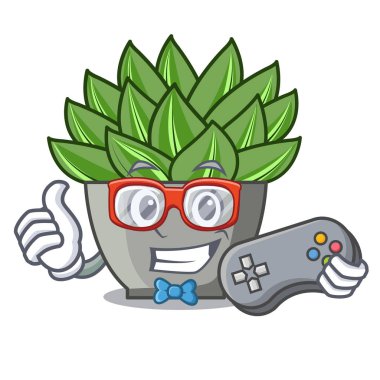 Oyun çizgi film echeveria kaktüs fabrikasında kış vektör çizim