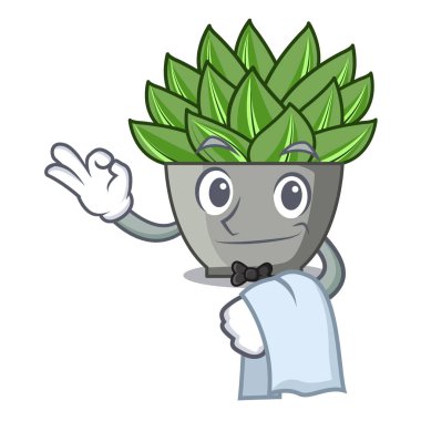 Garson karikatür echeveria kaktüs tesisi de kış vektör çizim
