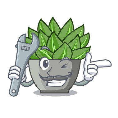 Mekanik karikatür echeveria kaktüs kaktüs Bahçe vektör çizim