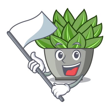 Bayrak karikatür echeveria kaktüs ile kaktüs Bahçe vektör çizim