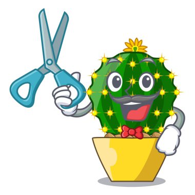 Bir çizgi film pot vektör çizim Kuaför mammillaria kaktüs dikti