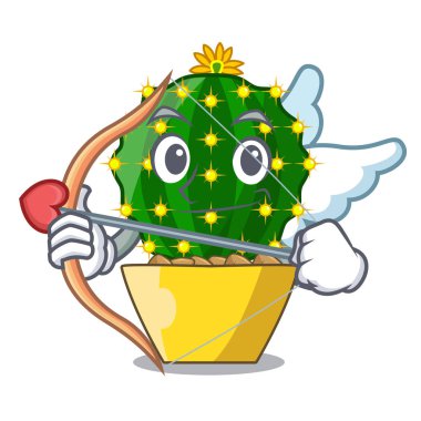 Bir çizgi film pot vektör çizim Cupid mammillaria kaktüs dikti