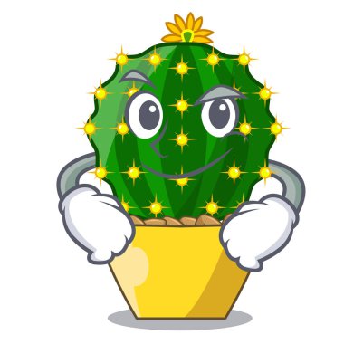 Smirking karakter mammillaria kaktüs, kaktüs çiftlik vektör çizim