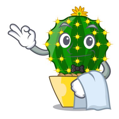 Çizgi film vektör illüstrasyon izole garson mammillaria compressa kaktüs