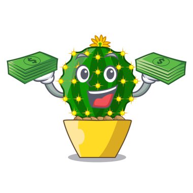 Çizgi film vektör illüstrasyon izole para mammillaria compressa kaktüs ile