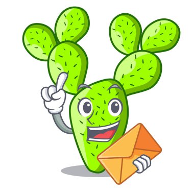 Dedektif karikatür opuntia kaktüs çöl vektör çizim