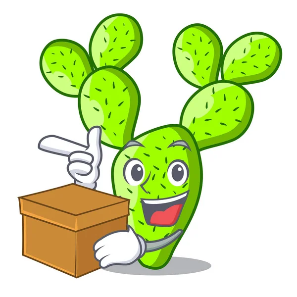 Detektiv Cartoon Opuntia Kaktus Der Wüste Vektor Illustration — Stockvektor