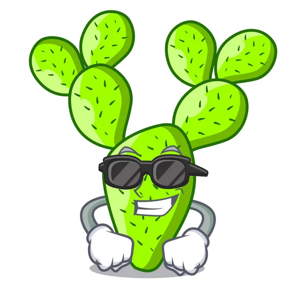 Cactus de opuntia de dibujos animados super cool en el desierto — Vector de stock