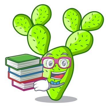 Öğrenci kitap karikatür opuntia kaktüs inciri vektör çizim ile