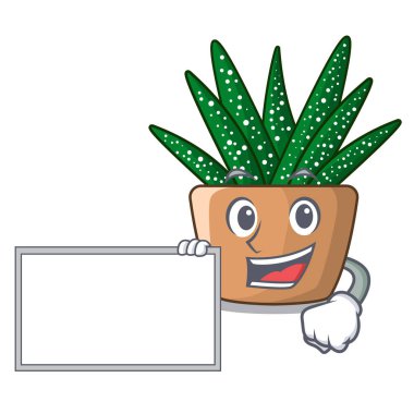 Çizgi film pot vektör çizim üzerinde kurulu mini zebra kaktüs ile