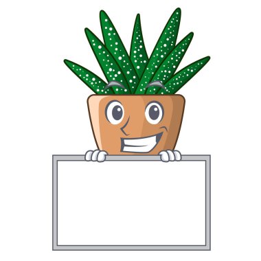 Çizgi film pot vektör çizim üzerinde kurulu mini zebra kaktüs ile sırıtarak