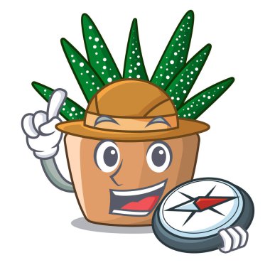 Explorer karikatür zebra kaktüs Bahçe vektör çizim çiçek