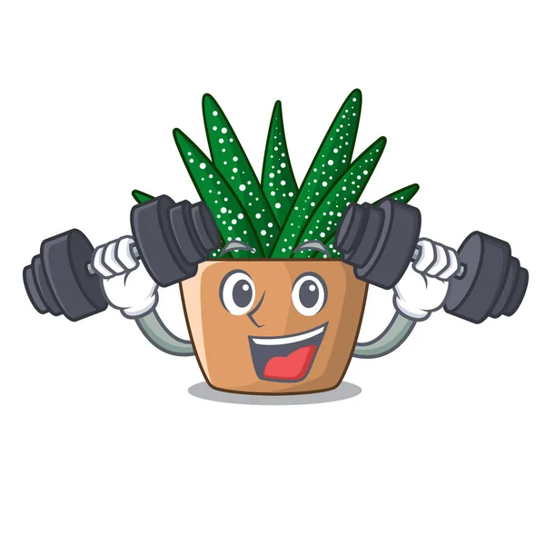 Cactus Cebra Mini Fitness Ilustración Vector Olla Dibujos Animados — Archivo Imágenes Vectoriales