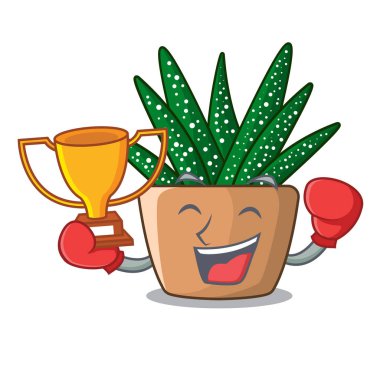 Kazanan çizgi film zebra kaktüs tesisi park vektör çizim de boks