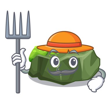 Çiftçi karikatür yeşil kaya yüksek dereceli vektör çizim örneği