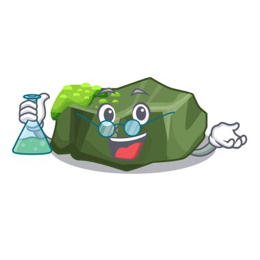 Profesör karikatür yosun büyümeye deniz kaya vektör çizim üzerinde