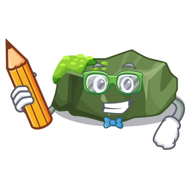 Öğrenci çizgi film yosun büyümeye deniz kaya vektör çizim üzerinde