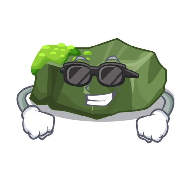 Süper cool karikatür yosun büyümeye deniz kaya vektör çizim üzerinde