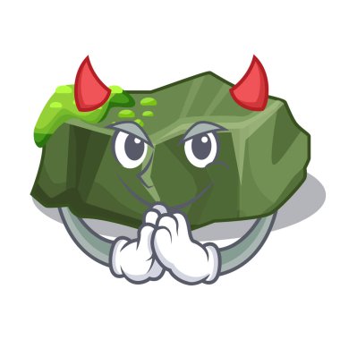 Şeytan çizgi film büyük bir taş yeşil yosun vektör çizim ile kaplı