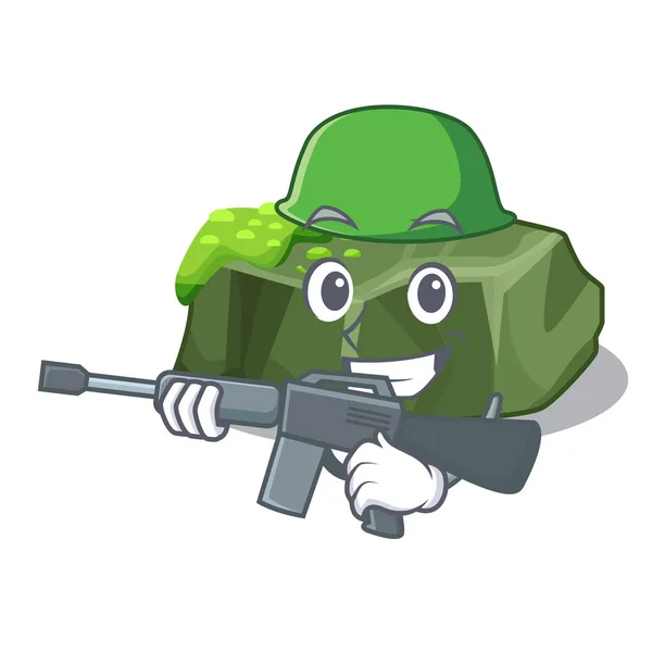 Armee Cartoon Green Rock Probe Von Hochwertigen Vektor Illustration — Stockvektor