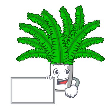 Yönetim Kurulu fern yaprak çerçeve dekorasyon ile karikatür vektör çizim üzerinde