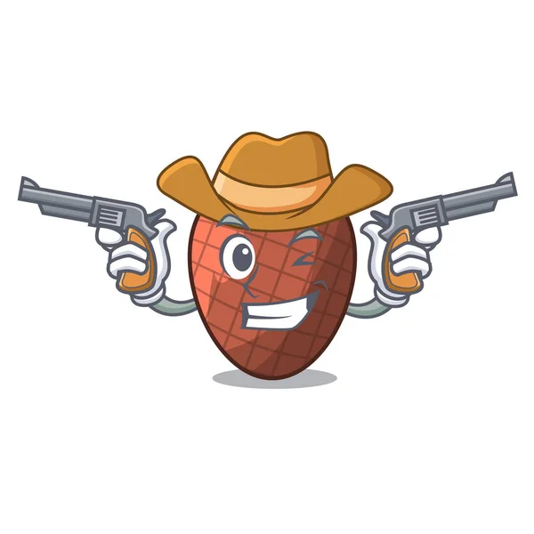 Cowboy Character Cartoon Moriche Palm Fruit Vector Illustration — Stock Vector