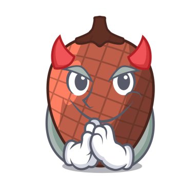 Şeytan maskot karikatür moriche palmiye meyve vektör çizim