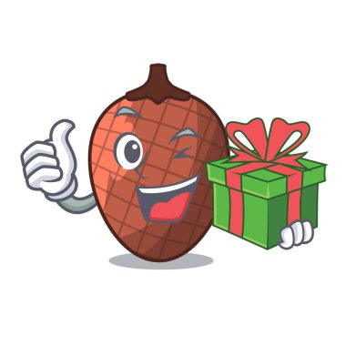 Moriche palmiye meyve vektör çizim hediye maskot çizgi film ile