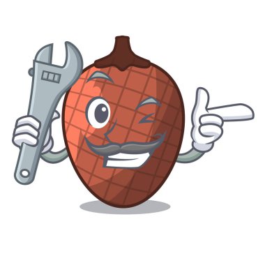 Mekanik meyve mauritia flexuosa isolateed çizgi film vektör çizim üzerinde