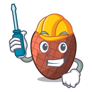 Otomotiv meyve mauritia flexuosa isolateed çizgi film vektör çizim üzerinde