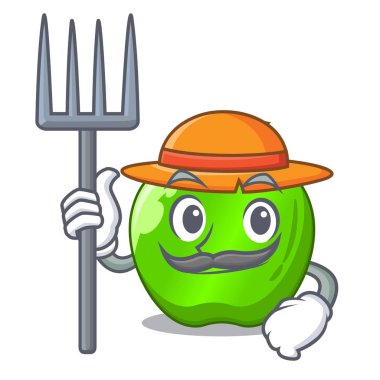 Büyük parlak yeşil elma vektör çizim çiftçi karikatür